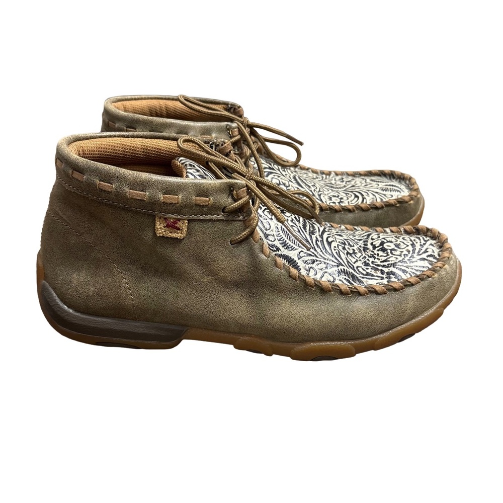 Twisted X Tooled chukka Driving Mocs Leather Embossed Floral - Size  8.5